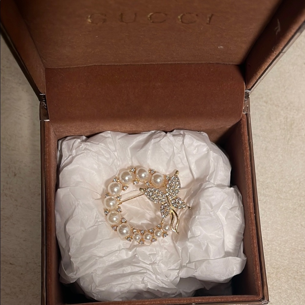 Gold and Silver Butterfly Rhinestones Pin Accessory - Picture 3 of 3